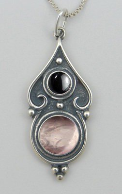 Sterling Silver Romantic Necklace Rose Quartz And Hematite
